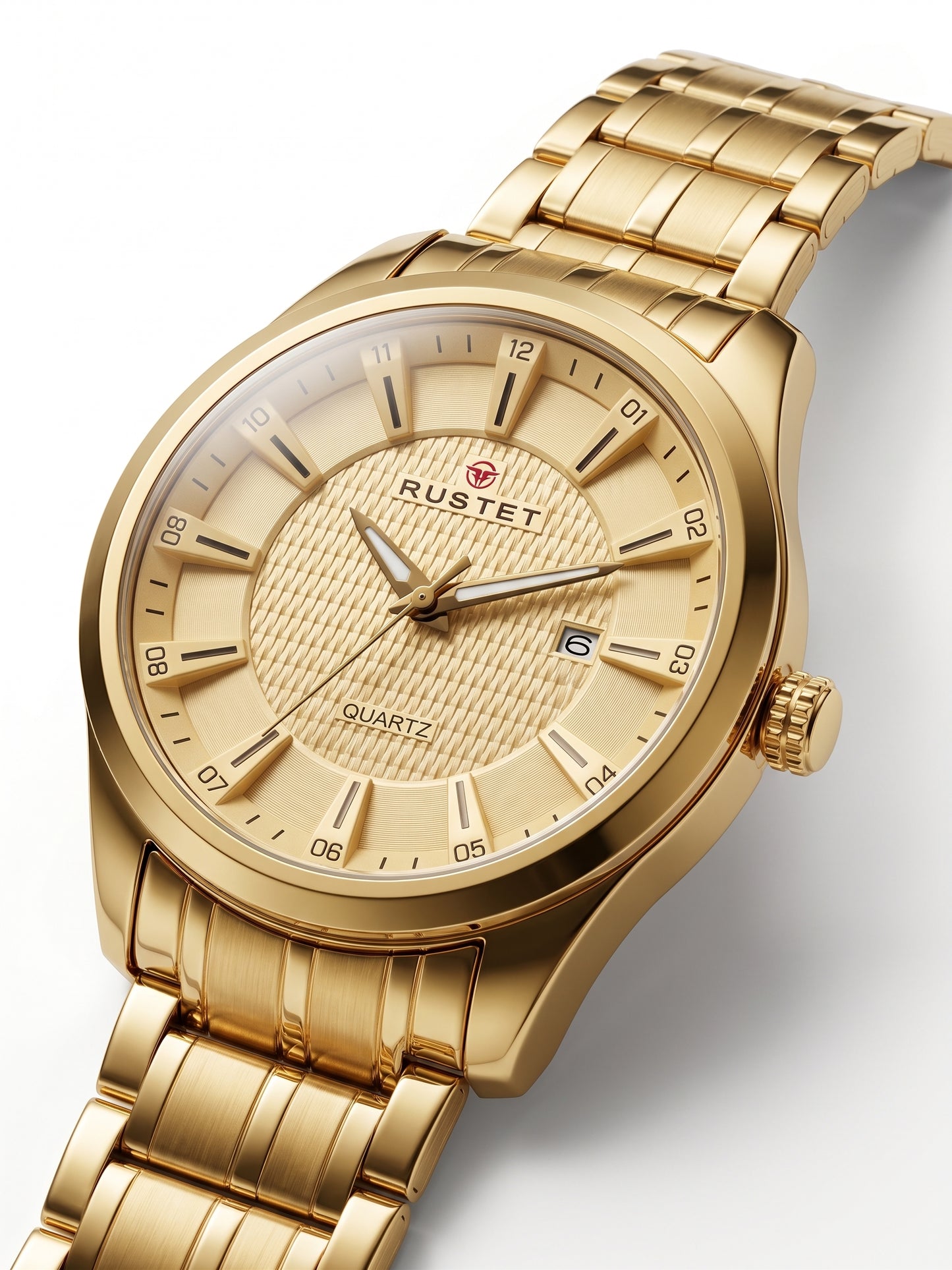 Rustet All-Gold Textured Dial Quartz Watch