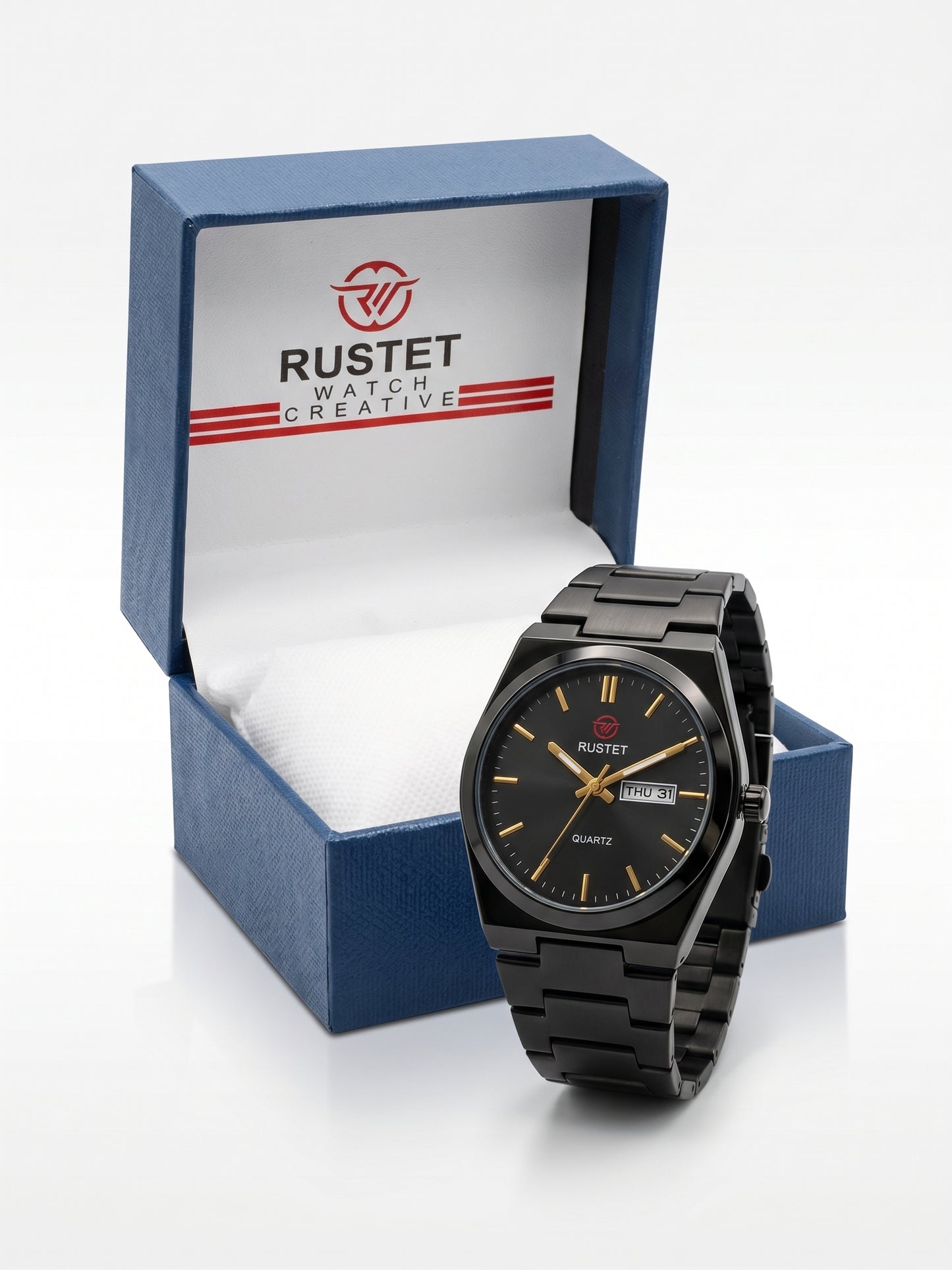 Rustet All-Black Gold Accent Watch