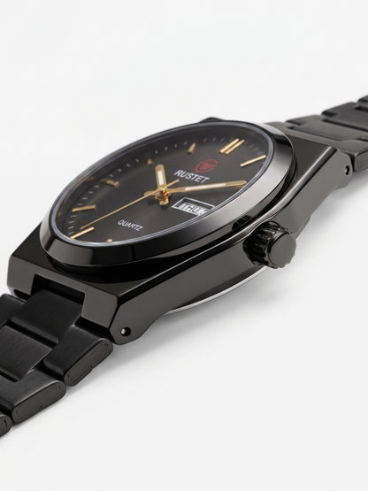 Rustet All-Black Gold Accent Watch