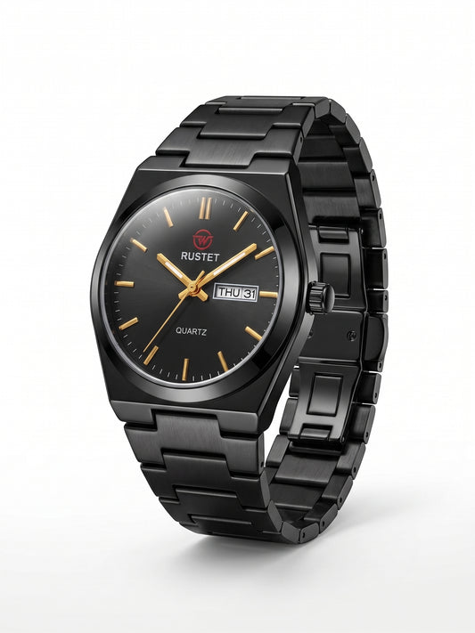 Rustet All-Black Gold Accent Watch