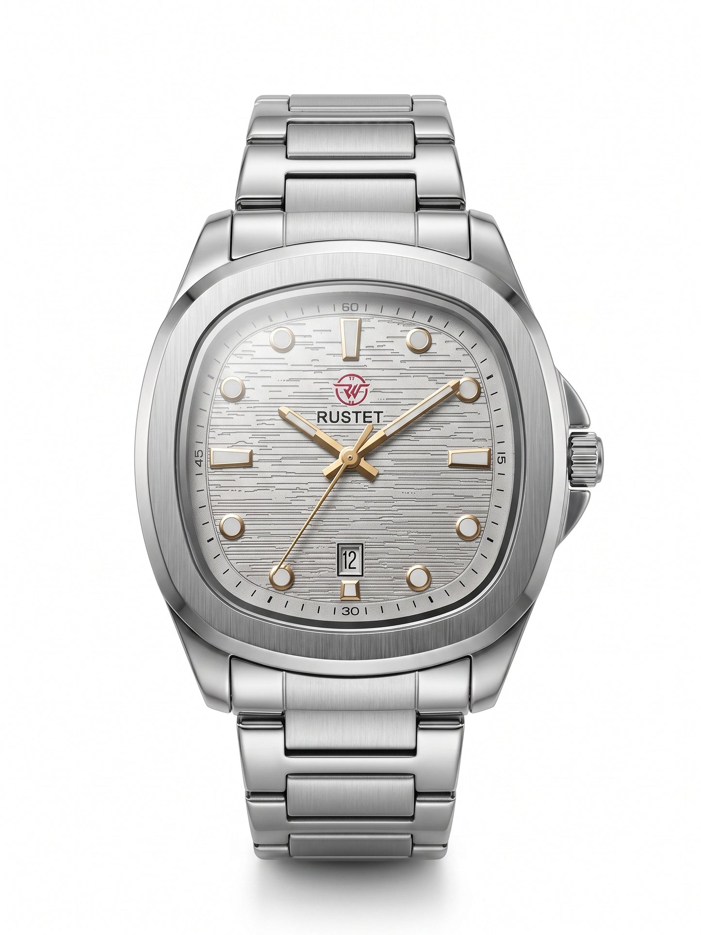 Rustet Stainless Steel Cushion Watch - Grey Dial