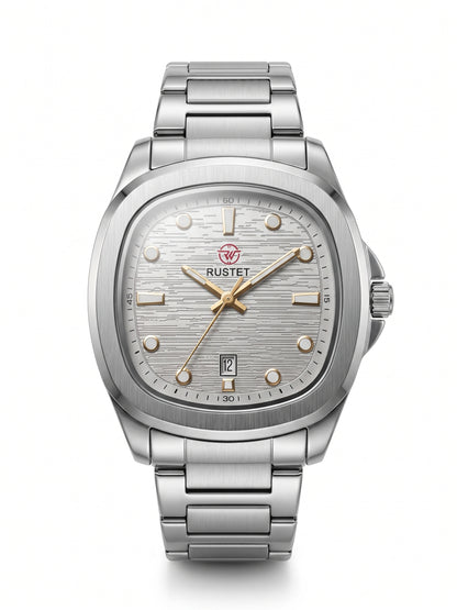 Rustet Stainless Steel Cushion Watch - Grey Dial