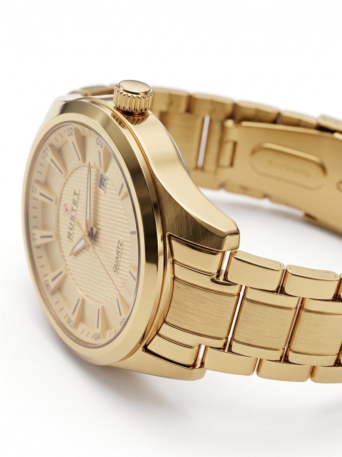 Rustet All-Gold Textured Dial Quartz Watch