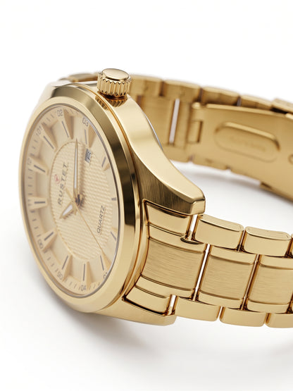 Rustet All-Gold Textured Dial Quartz Watch