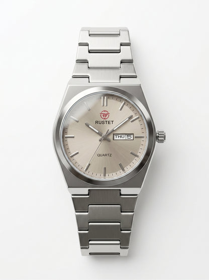 Rustet Silver Quartz Watch