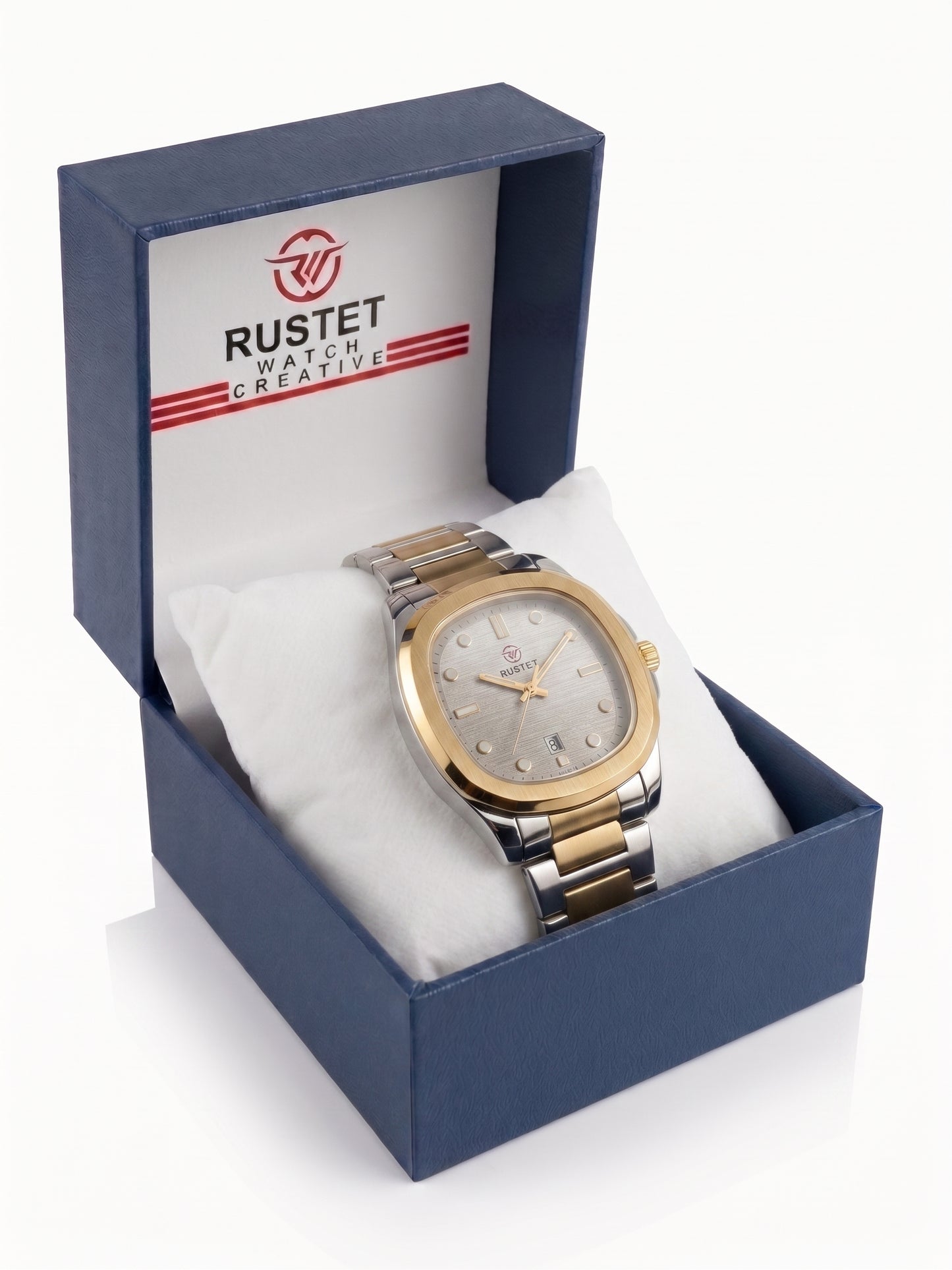 Rustet Two-Tone Luxury Cushion Watch