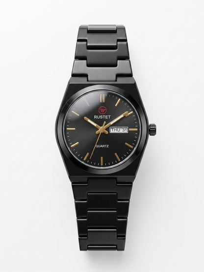 Rustet All-Black Gold Accent Watch