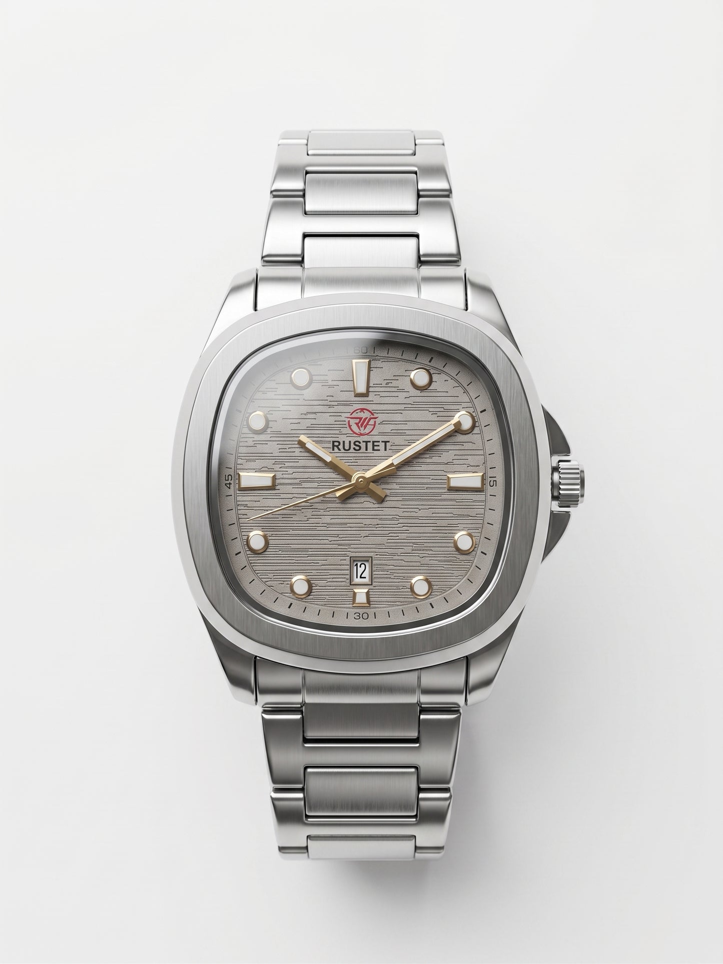 Rustet Stainless Steel Cushion Watch - Grey Dial