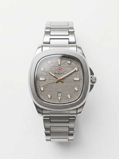 Rustet Stainless Steel Cushion Watch - Grey Dial