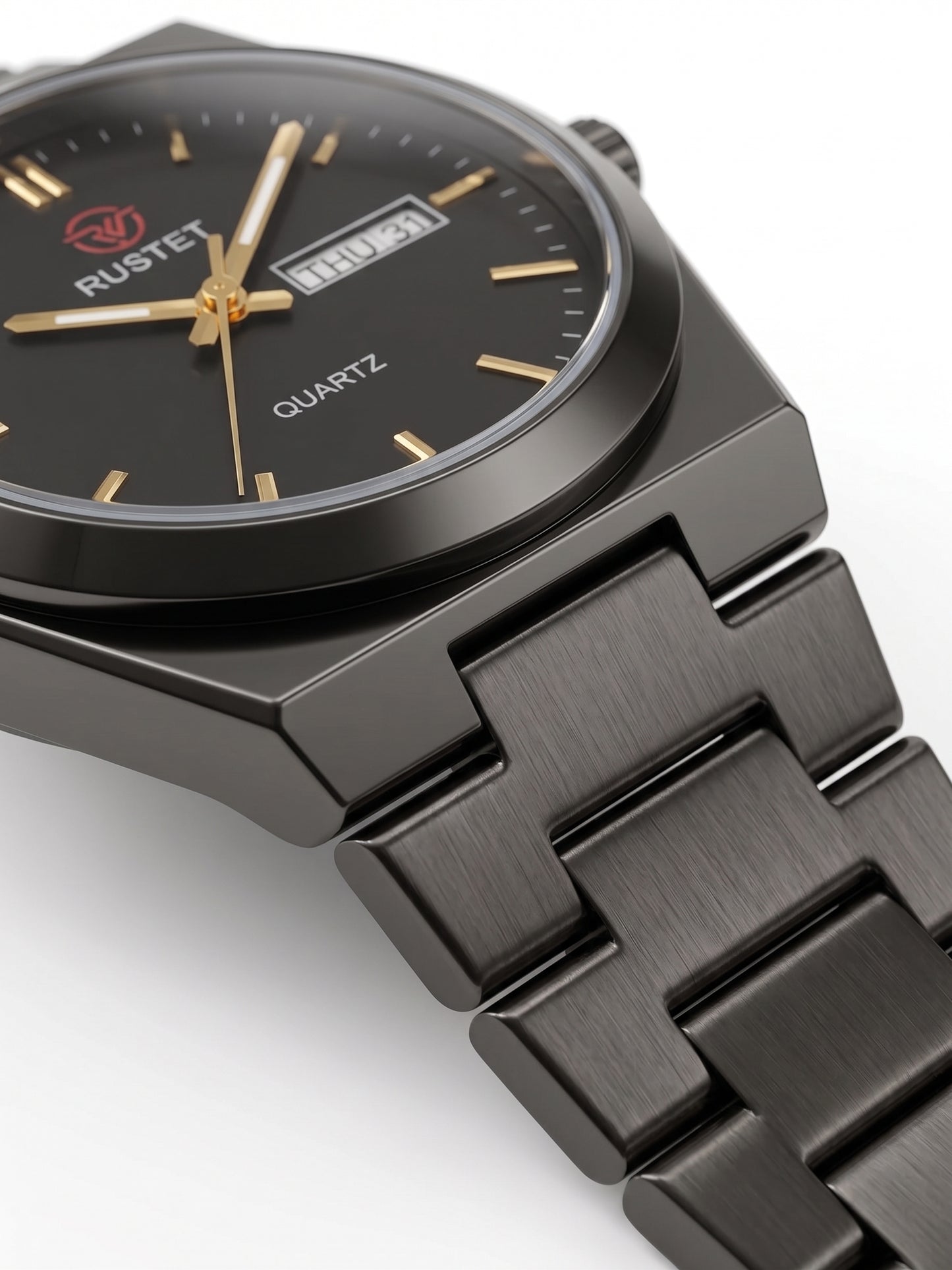 Rustet All-Black Gold Accent Watch