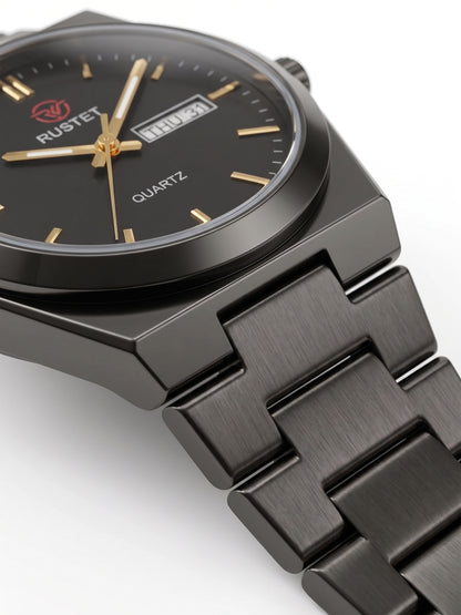 Rustet All-Black Gold Accent Watch
