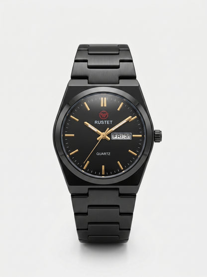 Rustet All-Black Gold Accent Watch