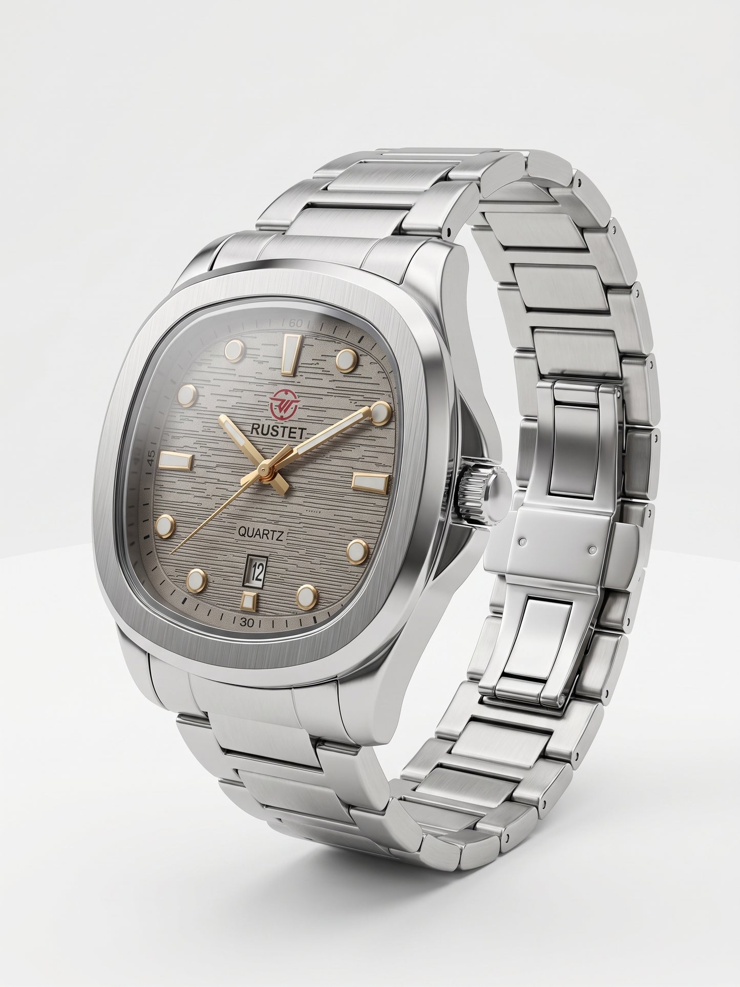 Rustet Stainless Steel Cushion Watch - Grey Dial