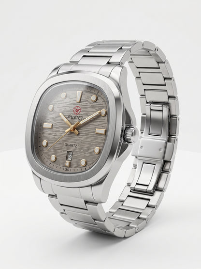 Rustet Stainless Steel Cushion Watch - Grey Dial