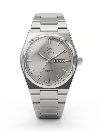 Rustet Silver Quartz Watch