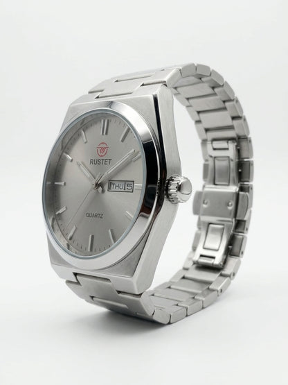 Rustet Silver Quartz Watch