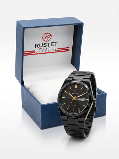 Rustet All-Black Gold Accent Watch