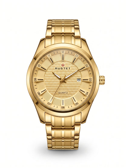 Rustet All-Gold Textured Dial Quartz Watch