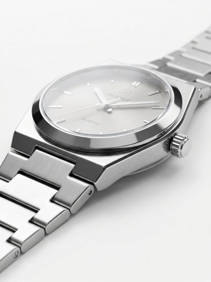 Rustet Silver Quartz Watch