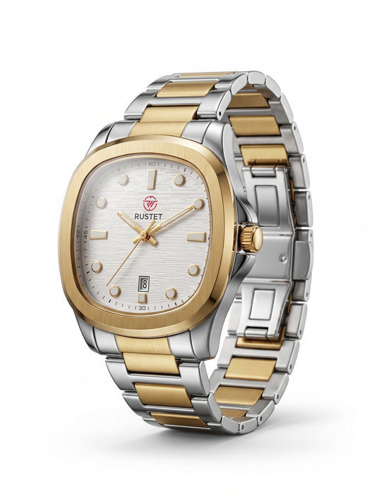 Rustet Two-Tone Luxury Cushion Watch