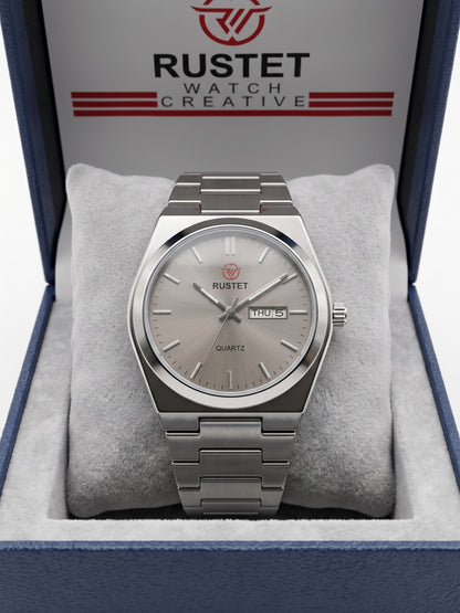 Rustet Silver Quartz Watch
