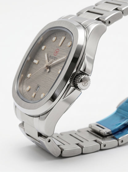 Rustet Stainless Steel Cushion Watch - Grey Dial