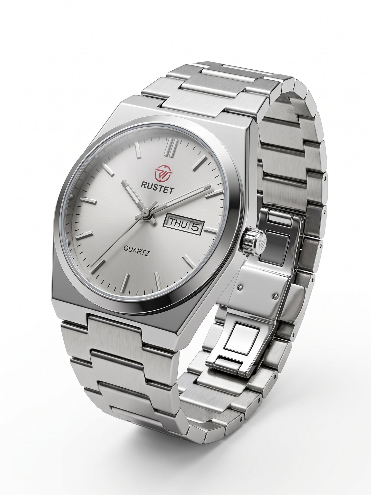Rustet Silver Quartz Watch
