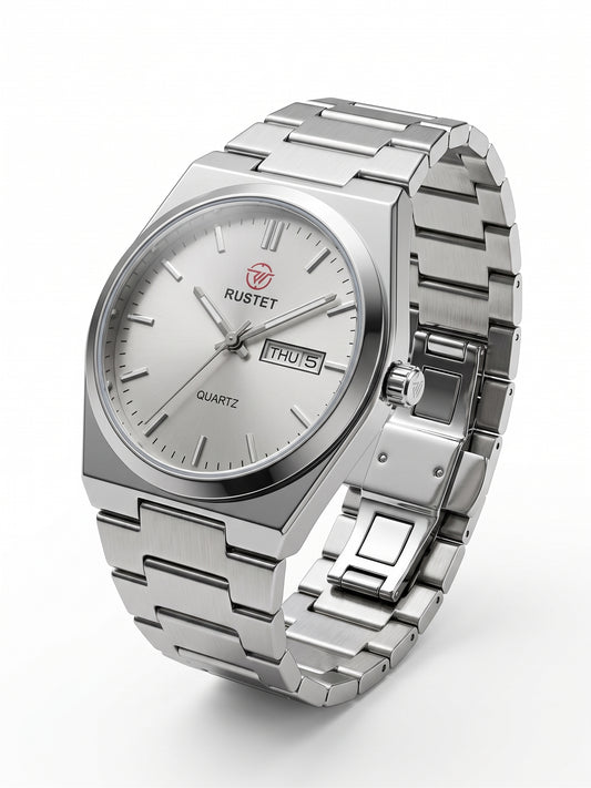 Rustet Silver Quartz Watch